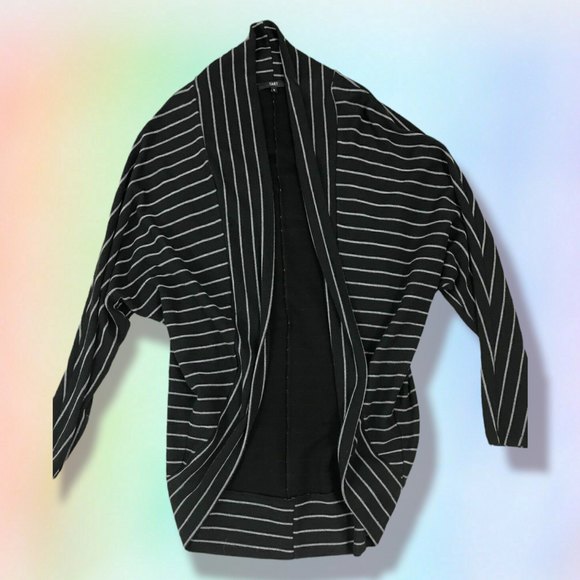 Tart size Small black striped batwing oversized Open cardigan sweater Shell - Picture 3 of 8